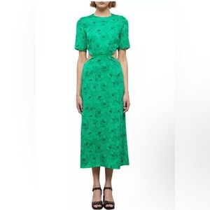 The Kooples Graphic Poppies Cutout Midi Dress